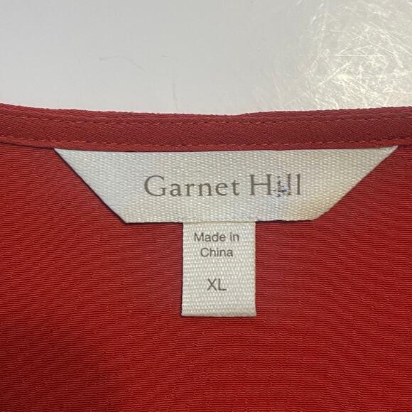 Garnet Hill Embroidered-Yoke Bishop-Sleeve Blouse Womens XL Rust Floral Boho Top - Picture 7 of 10